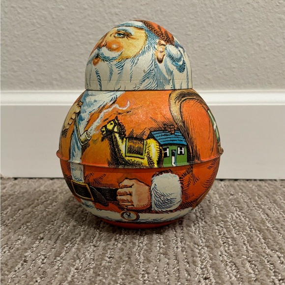 SOLDVintage 7” Santa tin 1980 Bristol Ware / Chein Industries, candy/tobacco tin - Picture 3 of 14